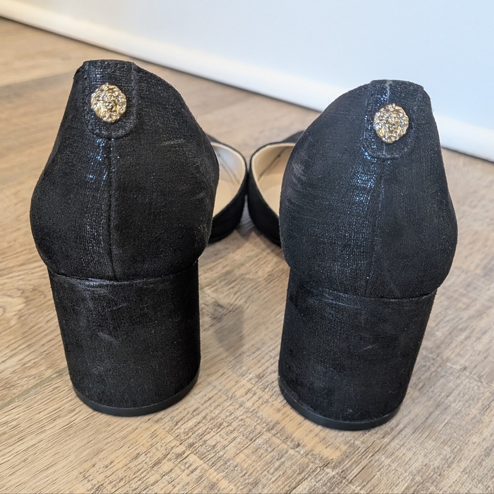 Anne Klein Flex Black Pointed-Toe Shimmer Block Heels | 7.5 - Picture 5 of 8